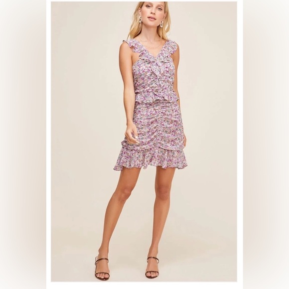 ASTR Zinnia Ditsy Floral Ruffle Ruched Mini Dress - Picture 3 of 7
